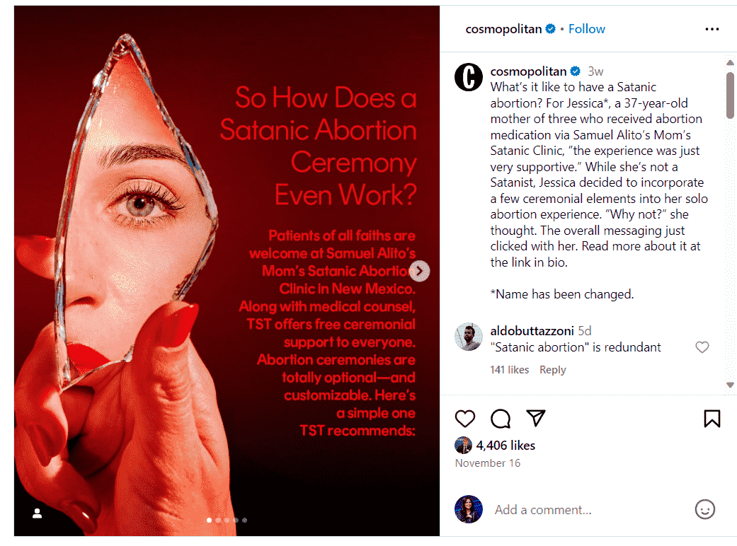 Cosmopolitan Satanic Abortion X Post - Revival Nation - Blog