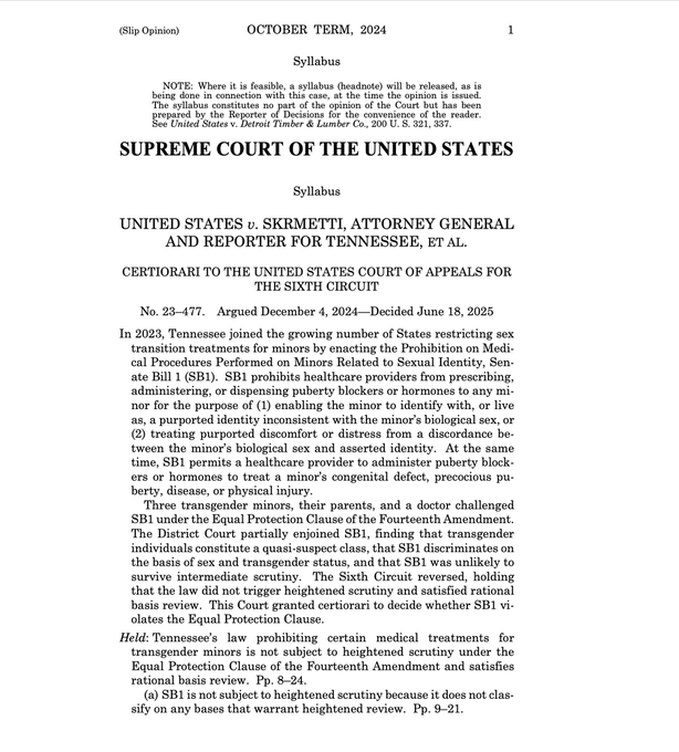 SCOTUS Upholds Tennessee Ban on Trans Hormones for Children - Revival Nation - Blog - Image