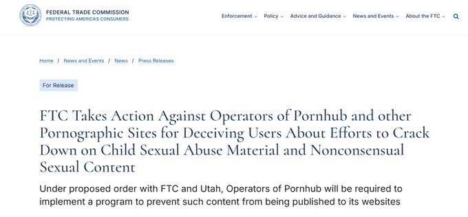 Pornhub Charges by U.S. Government for Hosting Illegal Child Abuse and Trafficking Content - Revival Nation - Blog - Image
