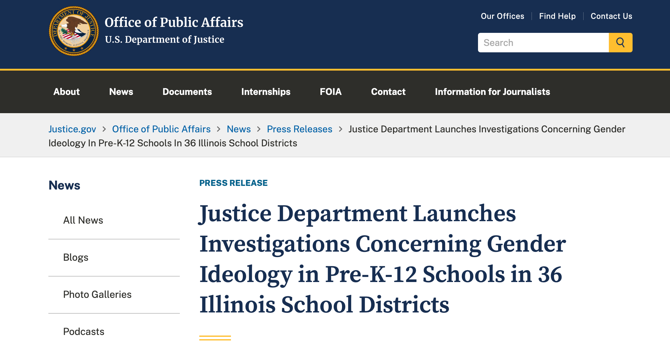 Justice Department Investigates Gender Ideology in 36 Illinois School Districts - Revival Nation News - Blog - Image