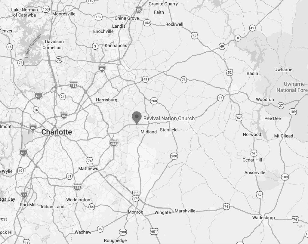 Map to Revival Nation Church in Midland, NC