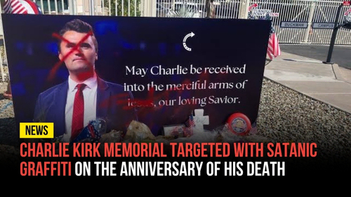 Charlie Kirk Memorial Targeted With Satanic Graffiti on the Anniversary of His Death - Revival Nation News - Blog
